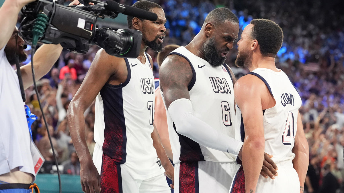 LeBron James celebrating on the basketball court